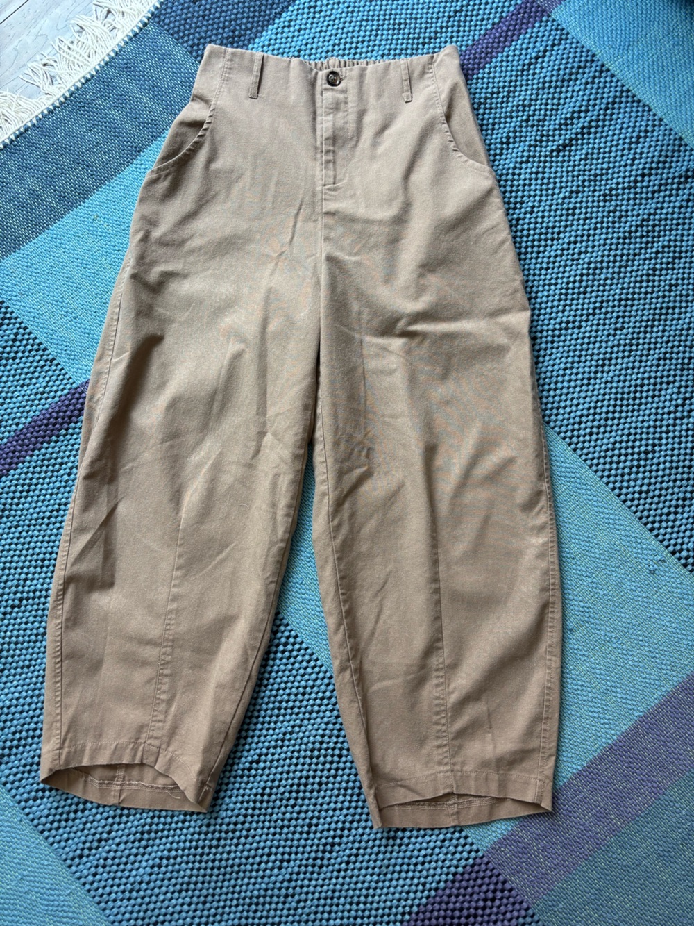 Women khaki linen barrel Pants
